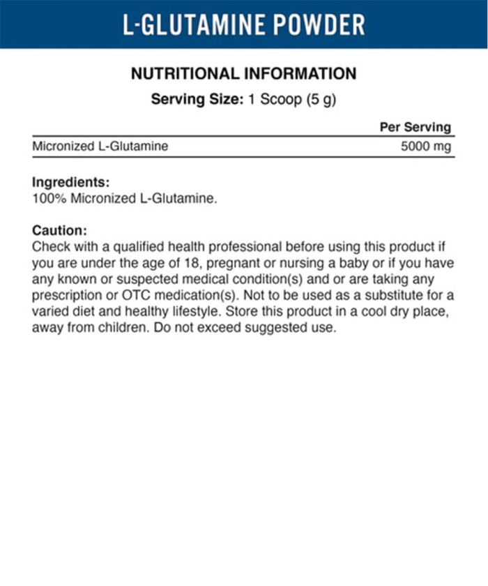 Fiche technique L-Glutamine Applied Nutrition