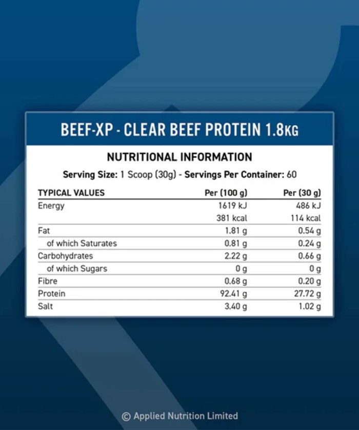 Fiche technique BEEF-XP - CLEAR HYDROLYSED BEEF PROTEIN - Applied Nutrition