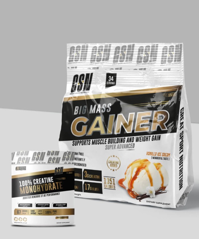 Pack Big Mass Gainer 6Kg & Créatine Monohydrate 200g prix Tunisie