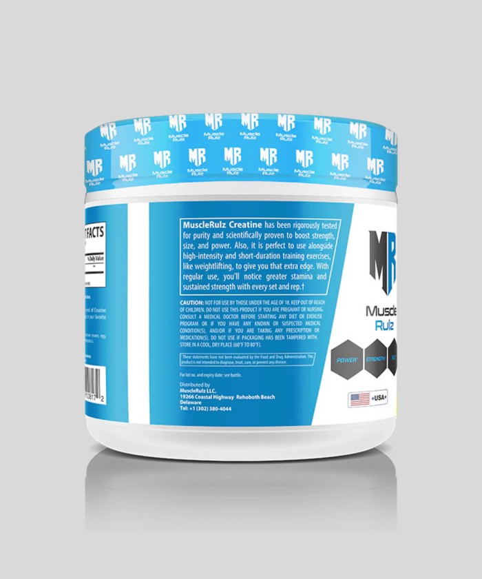 Muscle Rulz Creatine Powder | 5000 mg de créatine monohydrate pour booster vos performances sportives.