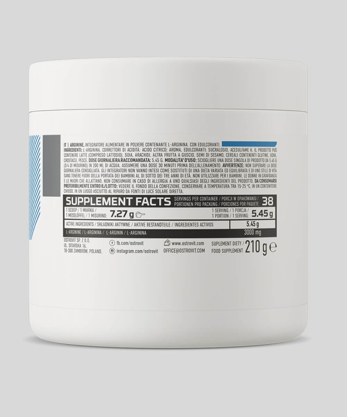OstroVit Arginine 210g | 3000mg par dose | 38 portions