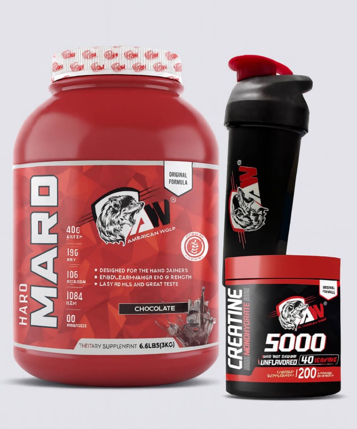 Pack American Wolf : Hard Mass 3Kg + Créatine 200g + Shaker