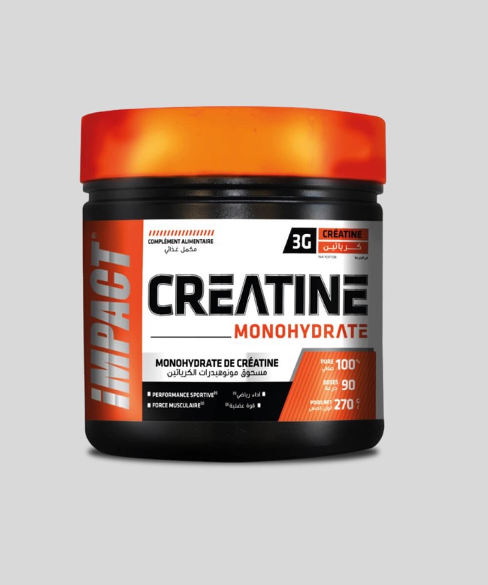 Créatine monohydrate 270g Impact Sport Nutrition usage régulier haute pureté