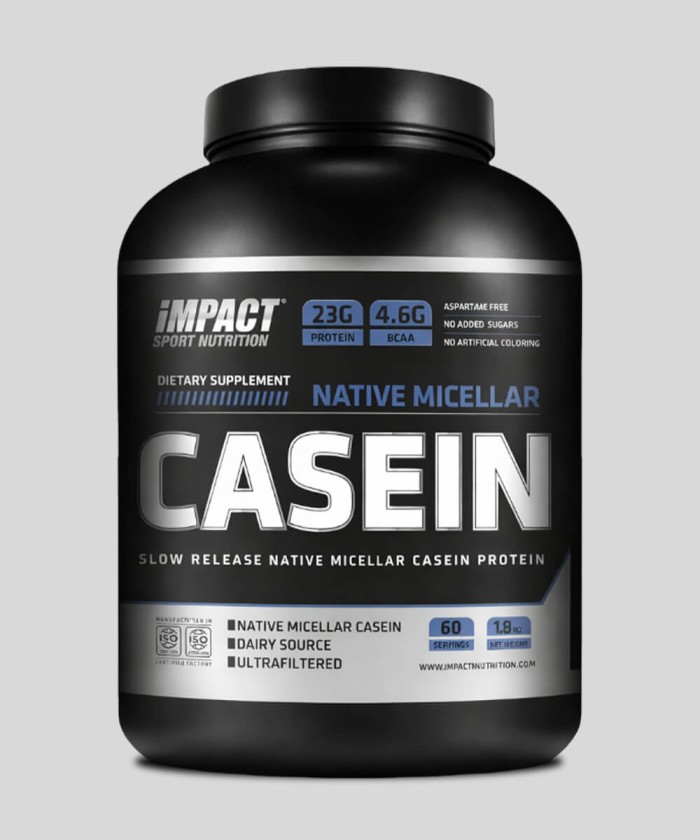 Caséine micellaire native Impact Sport Nutrition 1.8kg – protéine à assimilation lente Tunisie