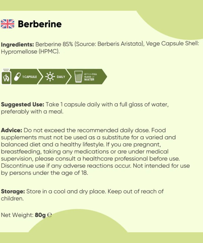 Berbérine HCL 500mg 120 Capsules | Prix Tunisie WeightWorld