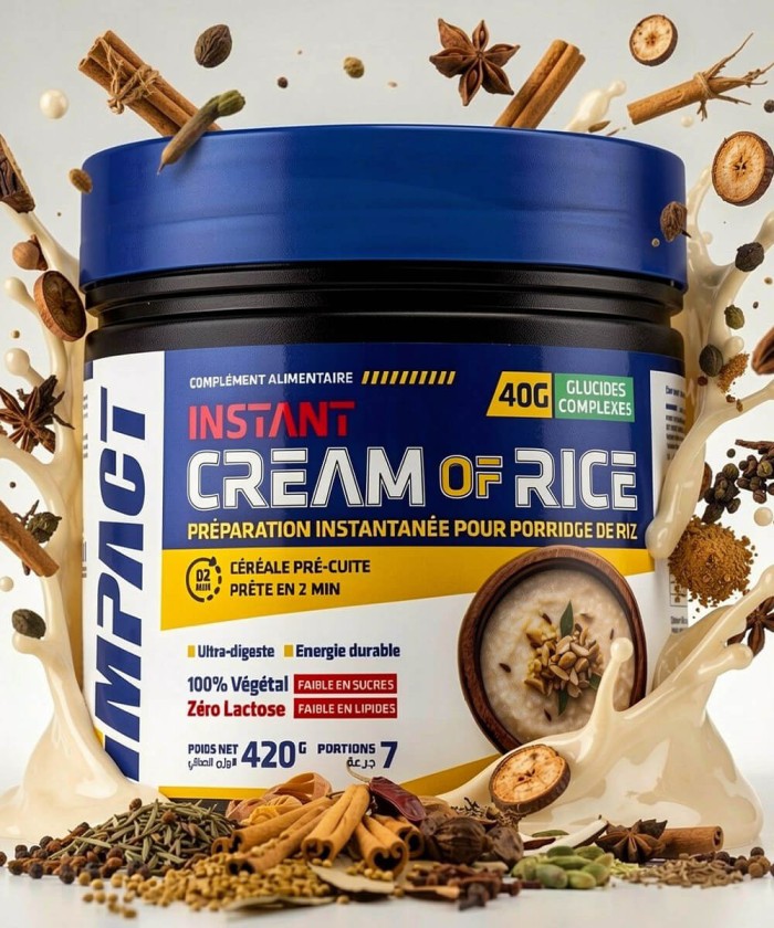Instant Cream of Rice Impact Sport Nutrition 420g saveur Cannelle Épices en Tunisie