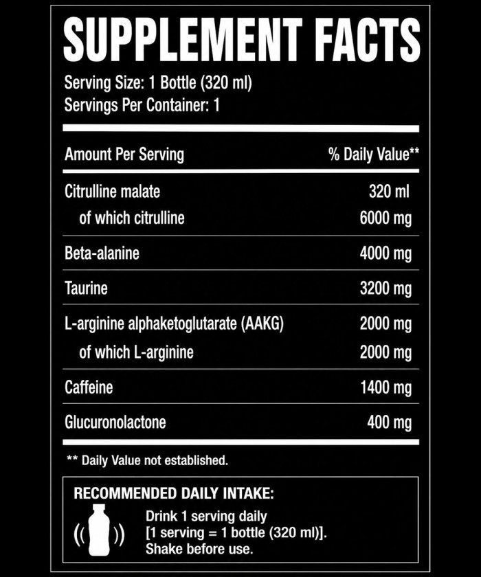 Fiche technique Kevin Levrone Shaaboom Pump 320ml