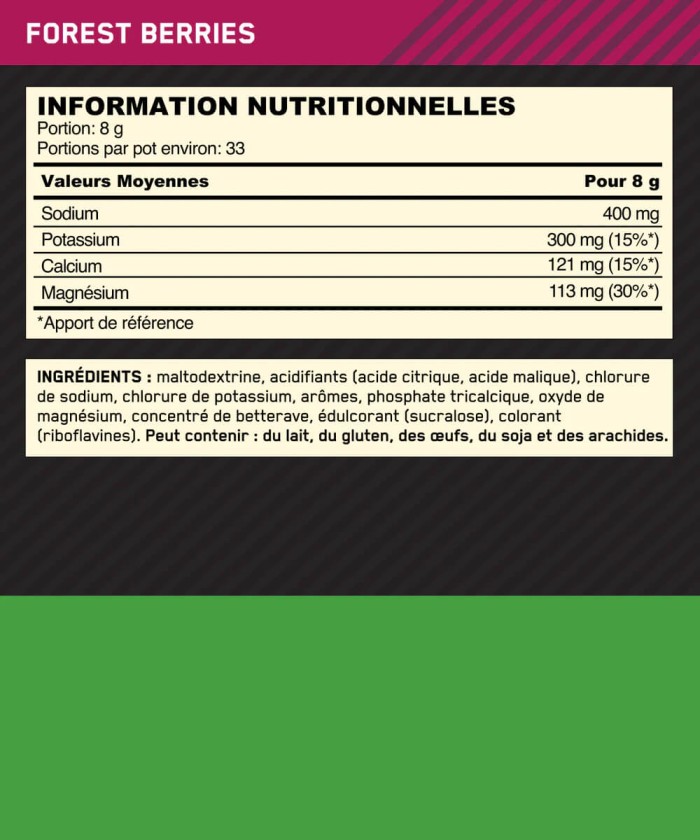 Electrolyte Powder Fruits Rouges Optimum Nutrition