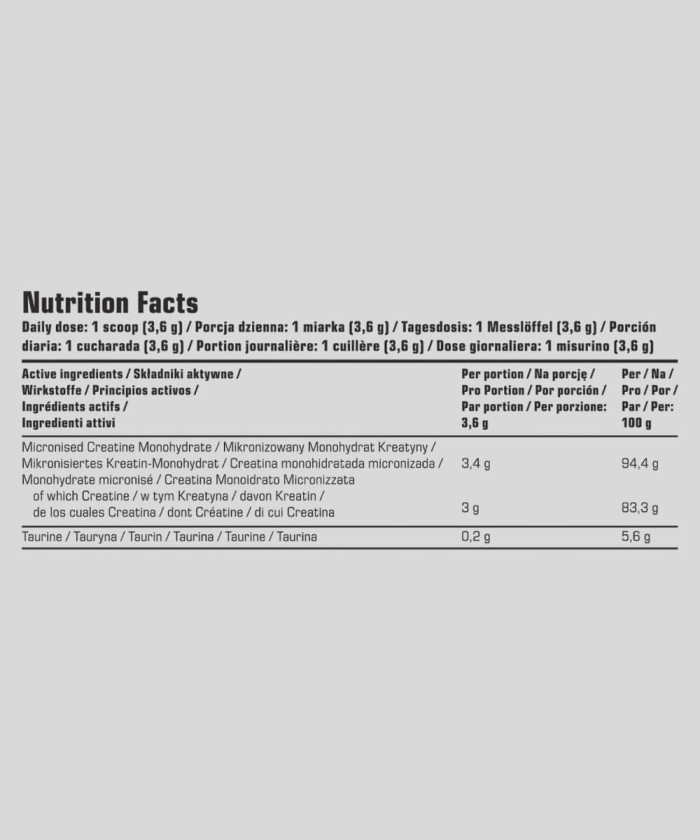 Fiche technique Creatine Monohydrate 7Nutrition 500 g