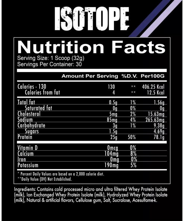 Fiche technique ISOTOPE® - 100% WHEY ISOLATE - REDCON1